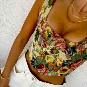 Vintage Floral Pattern Cider Corset Top